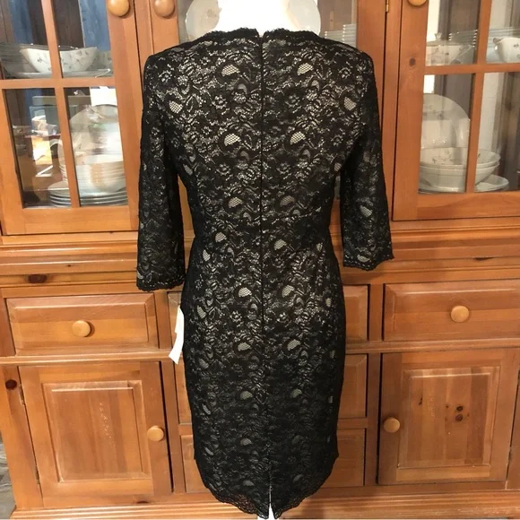 👗NWT Adrianna Papell Black Lace Dress - Picture 2 of 6
